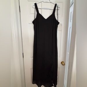 NWT R&M RICHARDS Black Long Dress SZ 16W Artistic Bead Pattern, Slit, Lined